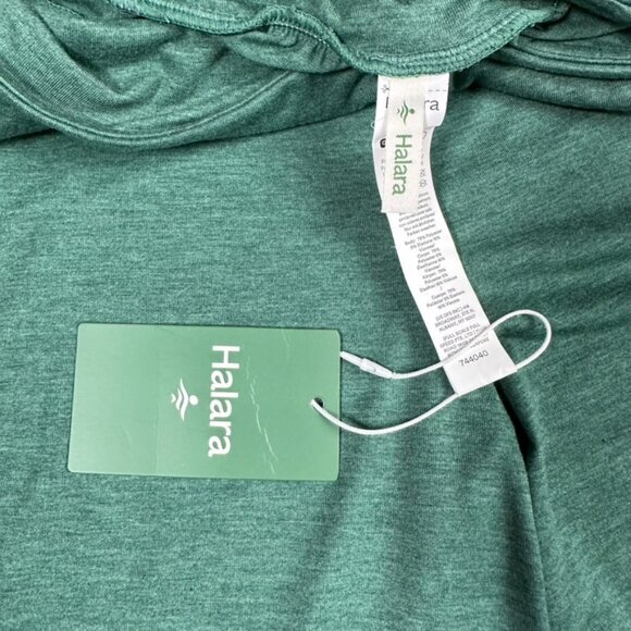 Halara Womens Small Pants High Waist Ruffle Hem Cropped Flared Pockets Green NEW - Picture 7 of 10